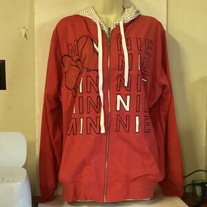 Disney Minnie Mouse Red And Polka Dot Zip Up Hoodie
